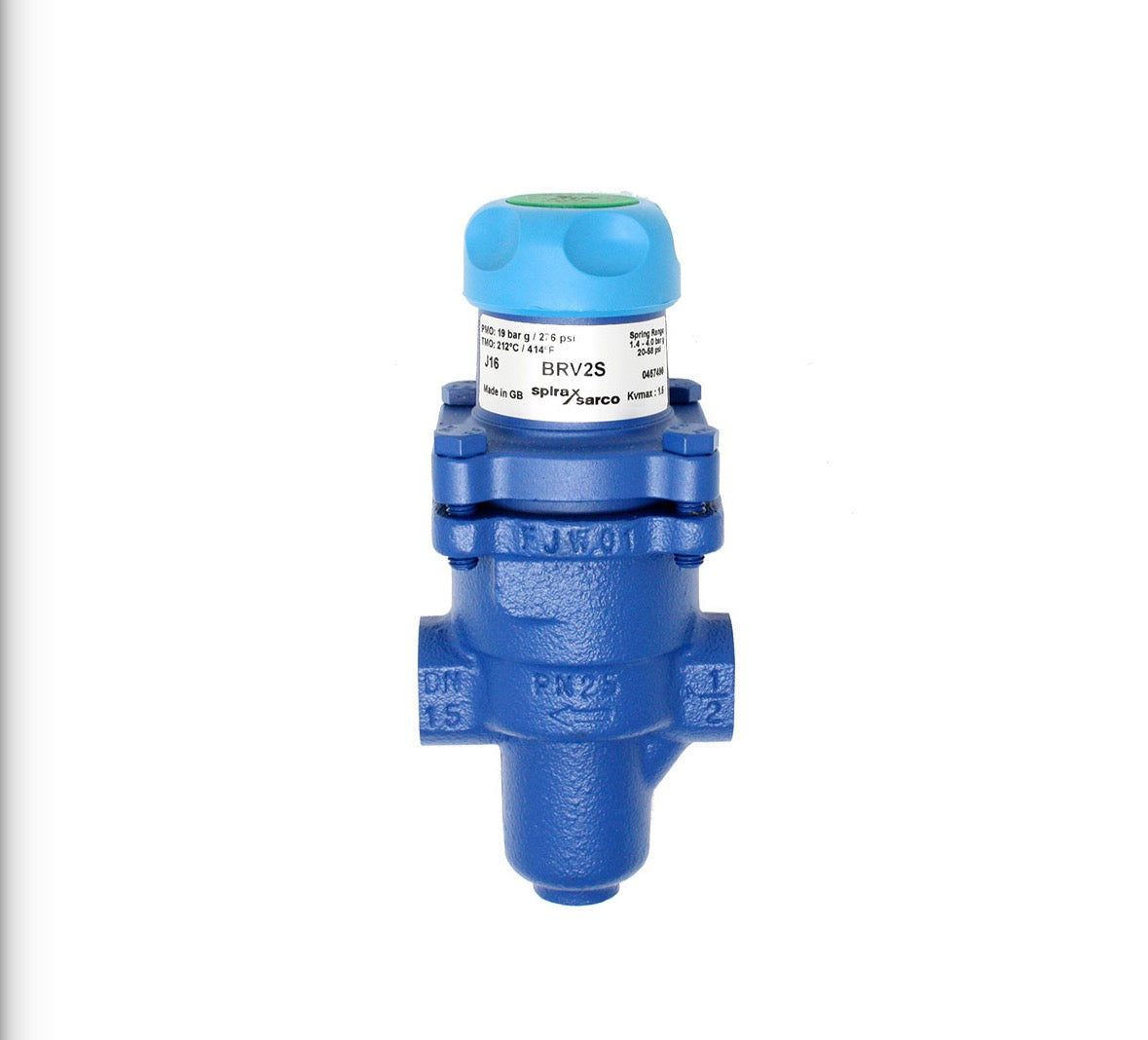 Spirax Sarco 0457590 BRV2S Direct Operated Pressure Regulator, 1/2 in Nominal, FNPT End Style, 50 to 125 psig Pressure, 410 deg F