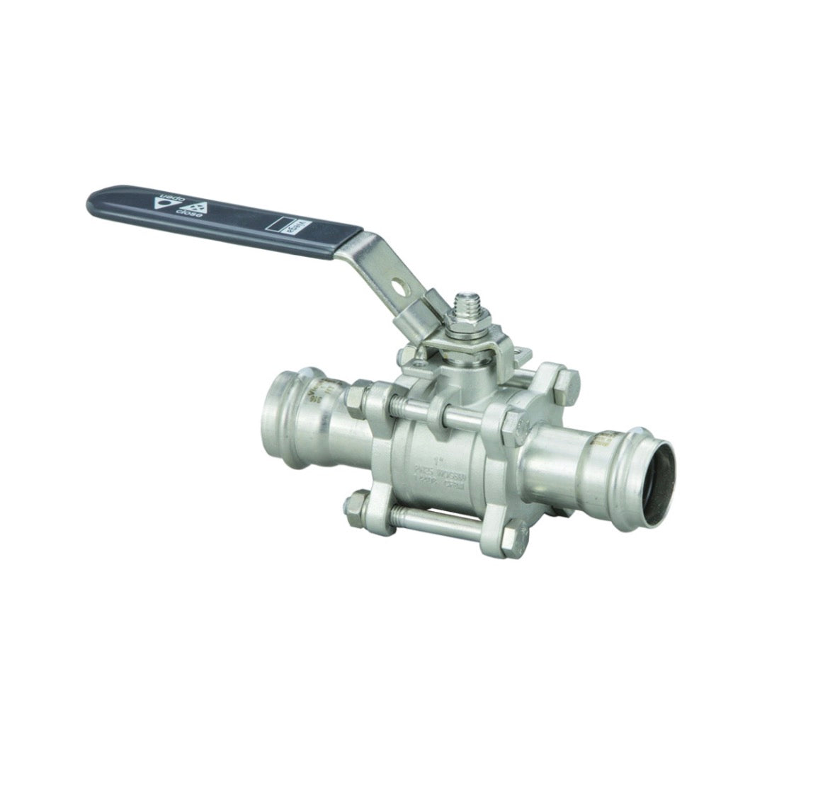 ProPress® 85134 Model 4370.8 3-Piece Ball Valve, 1 in, Press End Style, 316 Stainless Steel Body, Full Port, FKM Softgoods, Import