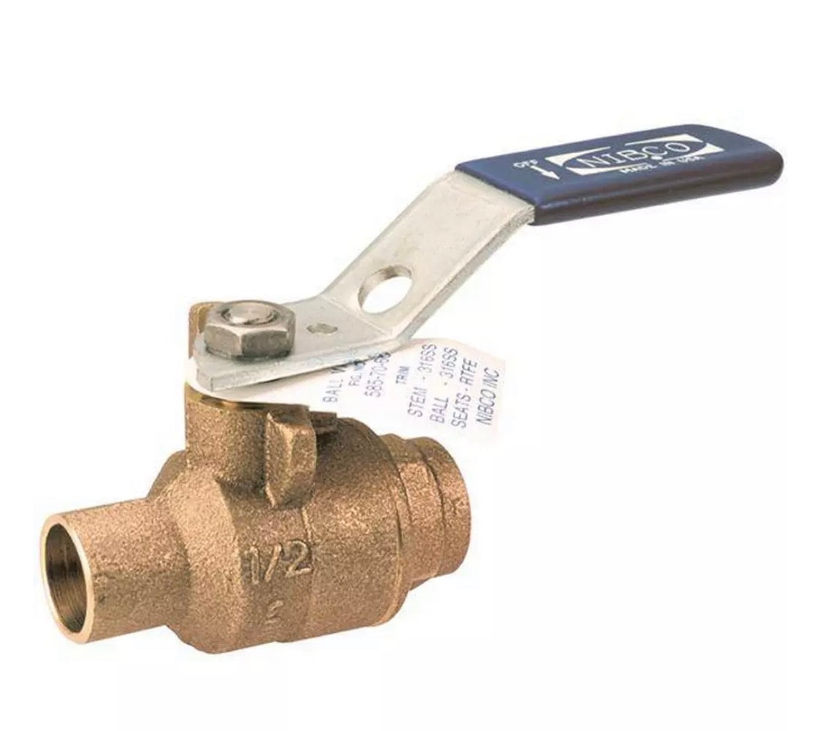 S-585-70-66 1 in. DZR Bronze Full Port Solder 600# Ball Valve