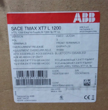1SDA103018R1 ABB XT7L 1200 Ekip Hi-TouchLSI 1200 3p FF UL