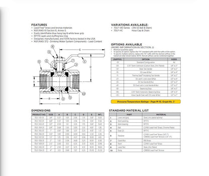 Apollo™ 70LF10A01 70LF-100 2-Piece Ball Valve, 4 in Nominal, FNPT End Style, Lead Free Bronze Body, Regular Port, RRPTFE Softgoods, Domestic