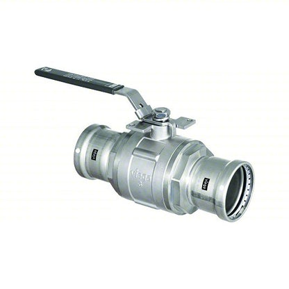 VIEGA MEGAPRESS Manual Two-Way Ball Valve: 2 1/2 in, 316 Stainless Steel, Straight Valve Body, FKM
