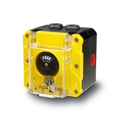 Federal Signal CP-PB-N-Y-1-FNN-00-4 Push Button Call Point, Single/Screw Terminal, 1/2 NPT, Lift Flap, Yellow