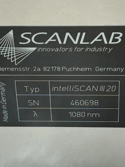 ScanLab intelliSCAN III 20 analog position detector 1:1:6 Focus Lens
